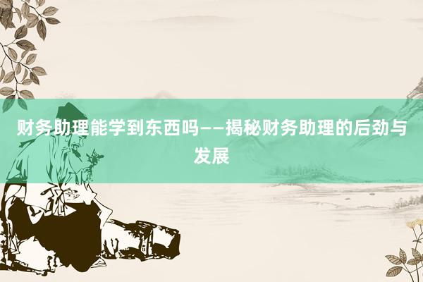 财务助理能学到东西吗——揭秘财务助理的后劲与发展