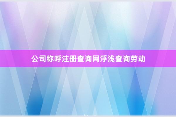 公司称呼注册查询网浮浅查询劳动